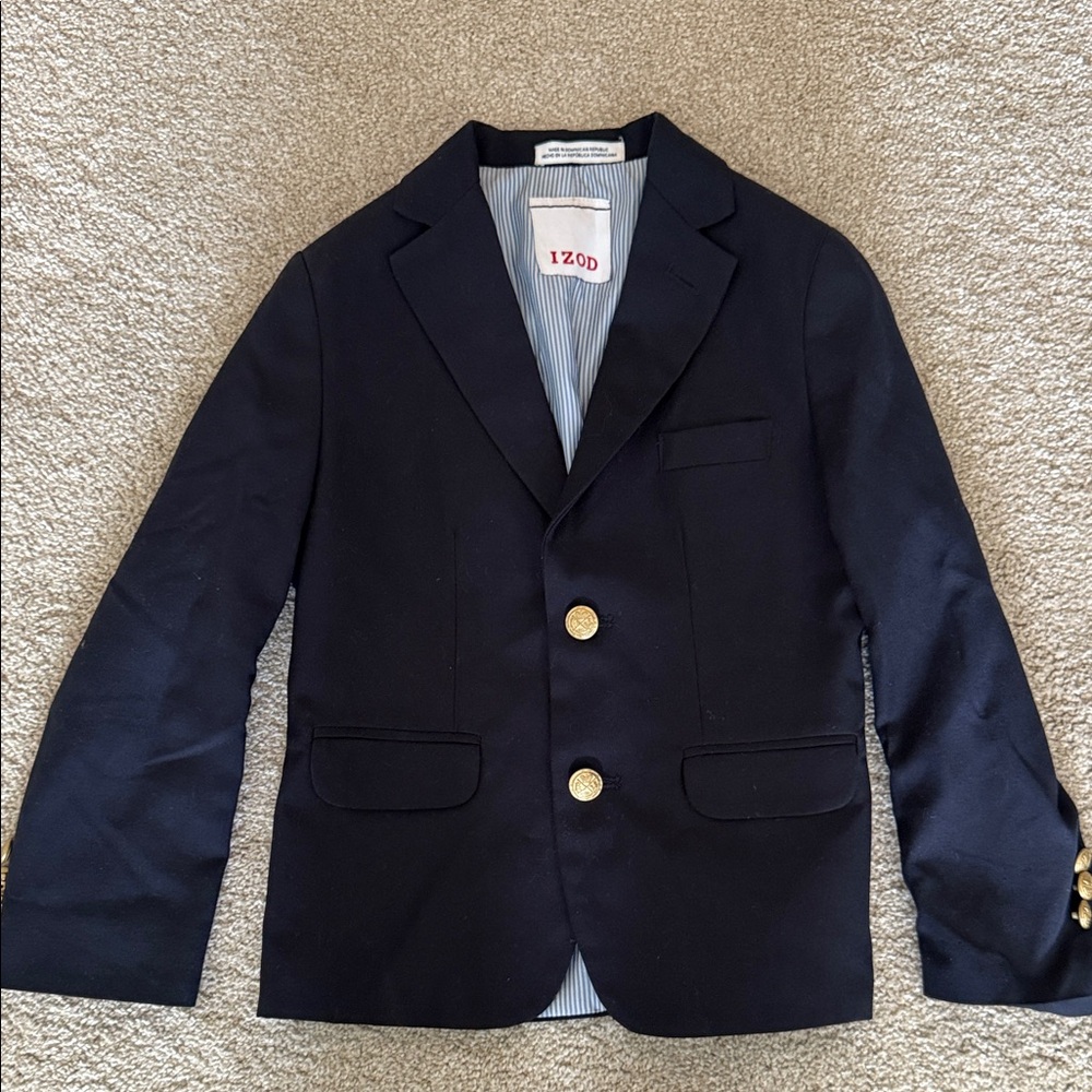 Izod Navy Blue Blazee Jacket with Gold Accents Boys size 7